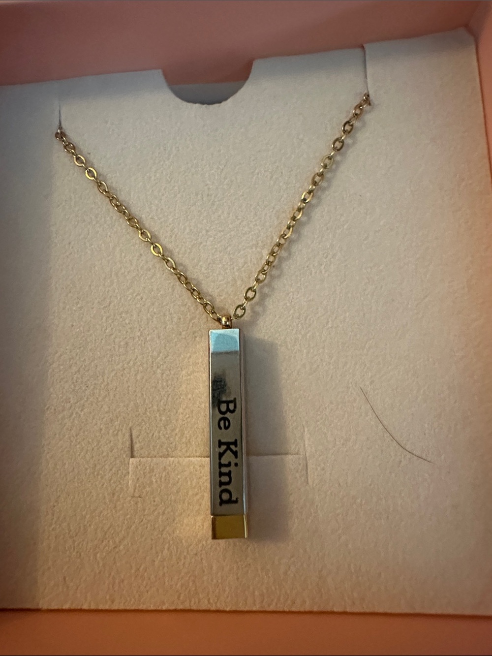 Two-Tone "Be Kind" Bar Pendant Necklace - Gold & Silver